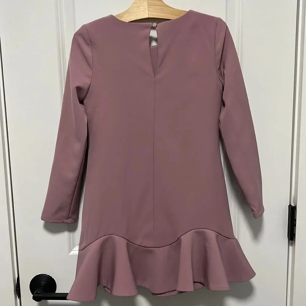 Gianni Bini Girls blush pink dress long sleeves flutter bottom size Small - Picture 5 of 7